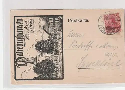 Reklamekarte Gasthof zur Post, Dabringhausen, 1919