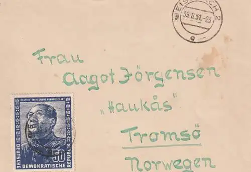 DDR: 50 Pfg. Mao als EF nach Norwegen