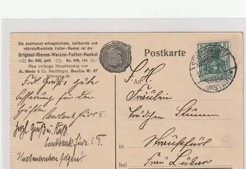 Reklamekarte Düngemittel, Fa. Metz & Co, Berlin Bülow-Straße