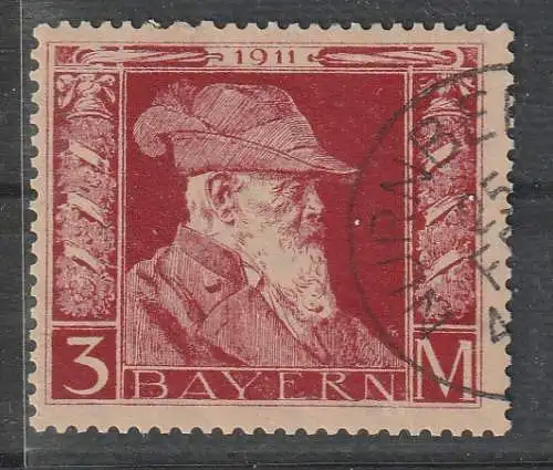 Bayern: Luitpold 3 Mark Type I, gest., BPP-geprüft