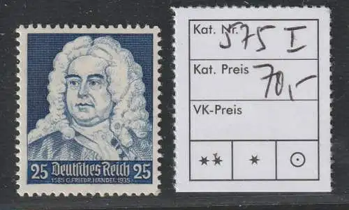 DR: Händel-Marke mit PF I, ** (MNH), geprüft