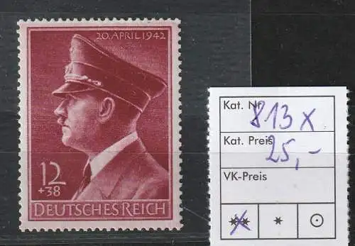 DR: Hitler-Geburtstag 1942 mit senkrechter Gummiriffelung, **