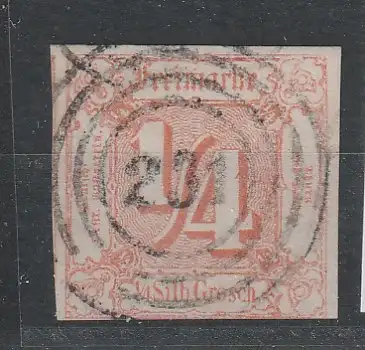 Thurn&Taxis: Nr. 13 - Randstück,  Nrn.-Stempel 231, gepr. Sem BPP