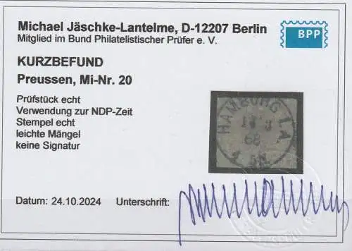 Preußen Nr. 20 (Innendienst), Befund Jäschke-Lantelme BPP