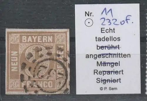 Bayern Nr. 11, Nrnstpl. 232 of, geprüft Sem BPP 