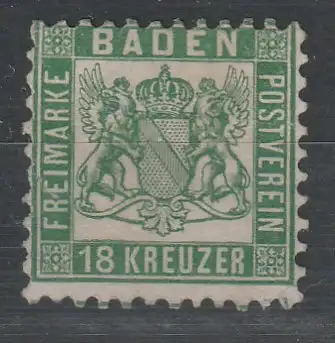 Baden Nr. 21a, ungebraucht, Befund Stegmüller BPP