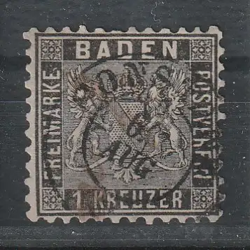 Baden Nr. 13a, gestempelt. geprüft Stegmüller BPP