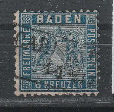 Baden Nr. 14b, gestempelt. geprüft Stegmüller BPP