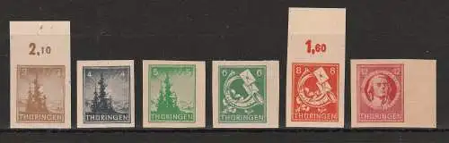 Thüringen 92 - 97 ungezähnt, gepr. Dr. Jasch, ** (MNH)