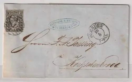 Sachsen: Nr. 8 auf Brief ab Dresden, 1859