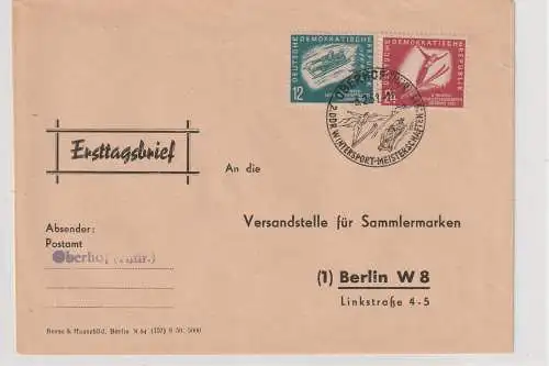 DDR: FDC Oberhof Wintersport 1951,  geprüft Mayer