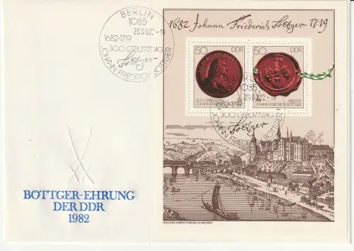 DDR, FDC Block "300. Geb.-tag von Johann Friedrich Böttger"
