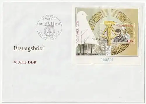 DDR, FDC Block 100 "40 Jahre DDR"