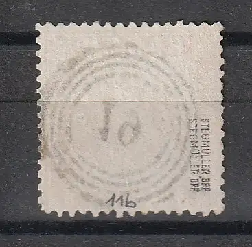 Baden Nr. 11 b mit zentr. Nrnstempel 19 (Bruchsal), geprüft 