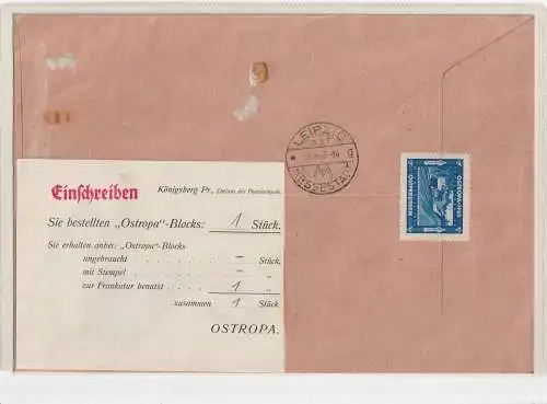Ostropa-Block auf Ersttags-Einschreiben, Pracht