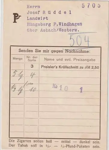 Reklamekarte Tabakwerbung / Tabakfabrik Bredstedt