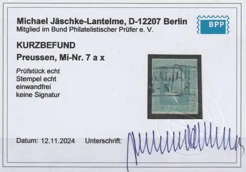 Preußen Nr. 5 a, Kurzbefund Jäschke-Lantelme BPP, 