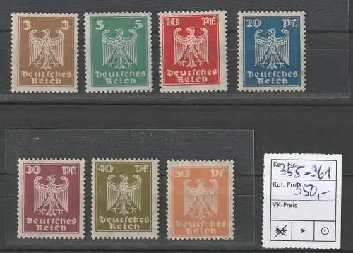 Freimarkensatz Neuer Reichsadler 1924, postfrisch, MNH