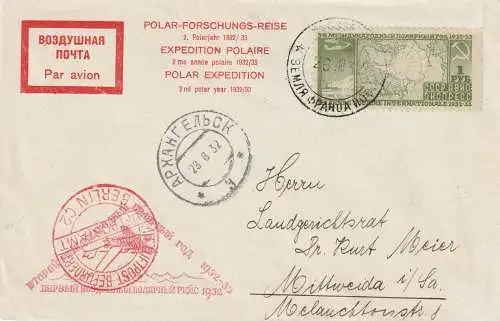 SU: Polarflug nach Archangelsk 1932 - Karte und Brief