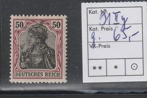 DR: Germania Nr. 91 II in besserer Variante "y", geprüft