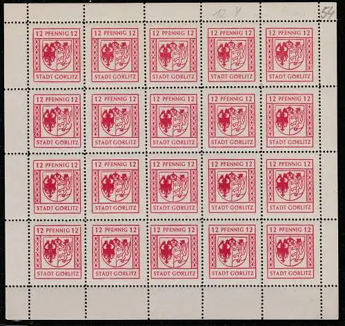 Lokalausgabe Görlitz: Nr. 12y im Schalterbogen, ** (MNH)