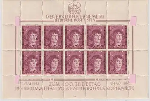 Gen.-Gouv.: Kopernikus-Kleinbogen postfrisch (MNH)