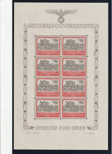 Gen.-Gouv.: Bauwerke-Kleinbogen postfrisch (MNH)