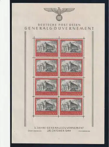 Gen.-Gouv.: 5 Jahre GG-Kleinbogen postfrisch (MNH)