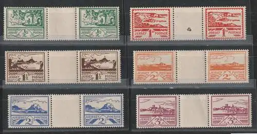 Jersey, Freimarken 3 - 8 mit Zwischensteg, ** (MNH)