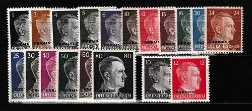 Dt. Besetzg. Ukraine: Hitler-Freimarken komplett, ** (MNH)