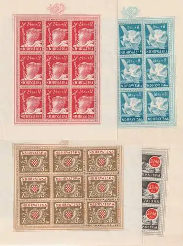 Kroatien 1941-1945: Kleinbögen Post und Eisenb., ** (MNH)