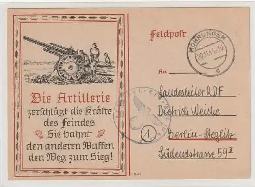 Feldpostkarte 1944 mit propagandistischer Darstellung