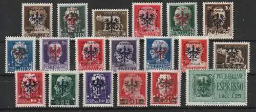 Laibach: Freimarkensatz 1 - 20 ohne Höchstwert, ** (MNH)