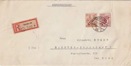 Berlin 1949: Mischfrankatur Schwarz/Rot auf R-Fernbrief, Befund