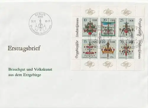 DDR, FDC  Kleinbogen "Weihnachtsspinnen"