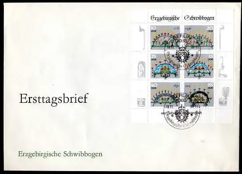 DDR, FDC  Kleinbogen "Erzgebirgische Schwibbogen"