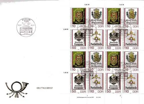 DDR Jumbo-FDC "Historische Posthausschilder" Schalterbogen 