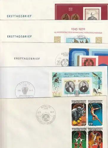 DDR, 35 versch. großformatige FDC mit Kleinbögen und Blocks