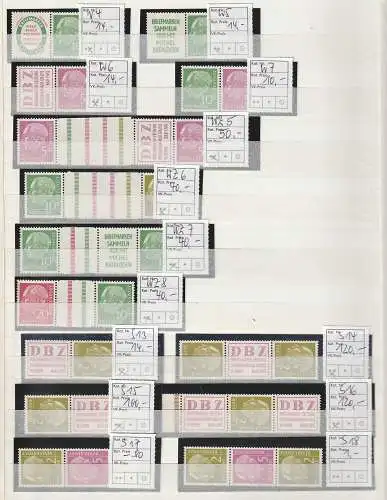 Heuß-Zusammendrucke komplett W4 - S 36, postfrisch (**, MNH)