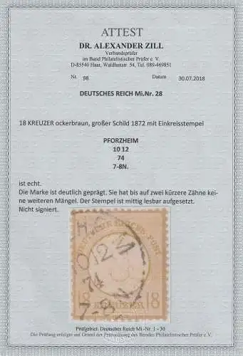 DR, Großer Brustschild 18 Kreuzer (Nr. 28), gest., Attest