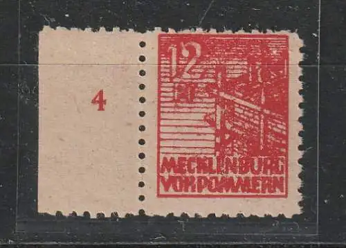 SBZ, MVP, Mi.-Nr. 36 yf, postfrisch **, vom Seitenrand, geprüft Kramp 