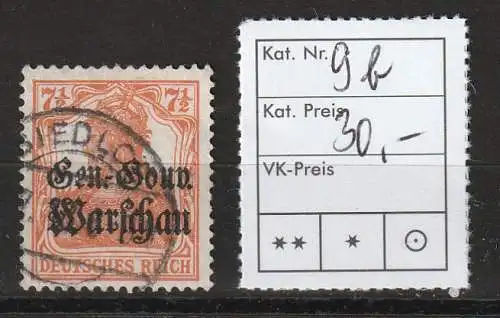Dt. Besetzung Polen: Nr. 9 in b-Farbe, gestempelt, BPP-geprüft