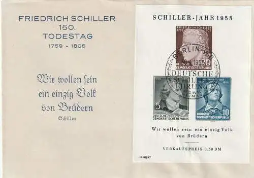 DDR: Schiller-Block (Block 12), Ersttags-SSt. auf Schmuck-Brief