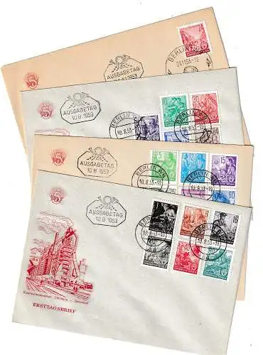 DDR-FDC: Fünfjahrplan (I) Offsettdruck 1953