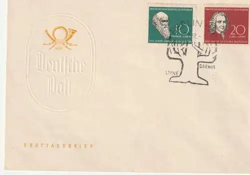 DDR-FDC:  Mi.-Nr. 631-2 (Linne/Darwin) auf FDC