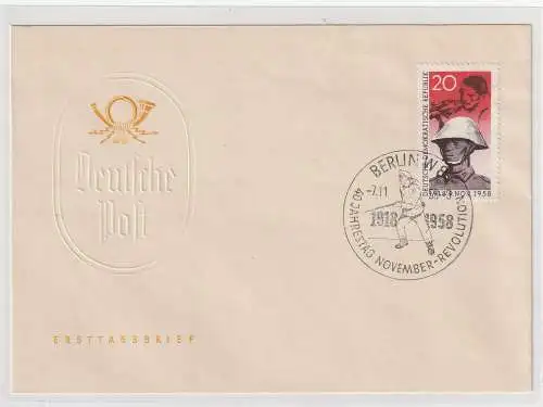 DDR-FDC: Novemberrevolution mit SSt. (1958), geprüft
