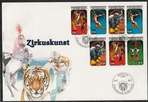 DDR-FDC; Zirkuskunst - Schmuckumschlag mit W ZD 648 u.a.