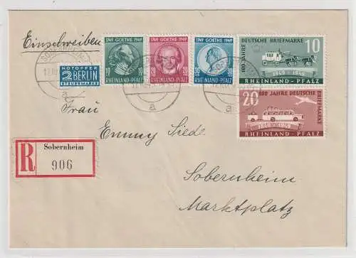 Rheinland-Pfalz: R-Satzbrief mit Goethe und 100 Jahre dt. Briefmarke