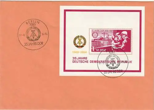 DDR, FDC Block 78 "35 Jahre DDR"
