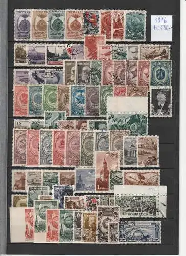Sowjetunion: Jahrgang 1946 komplett, gest., incl. geschnittene